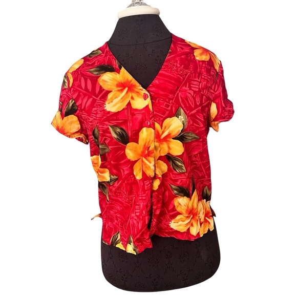 Hilo Hattie Vibrant Hibiscus Print Floral Two Piece Dress Hawaiian Size Small - Picture 4 of 13